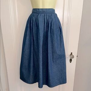 Vintage 80s Sasson‎ Classic Blue Denim Full Midi Skirt